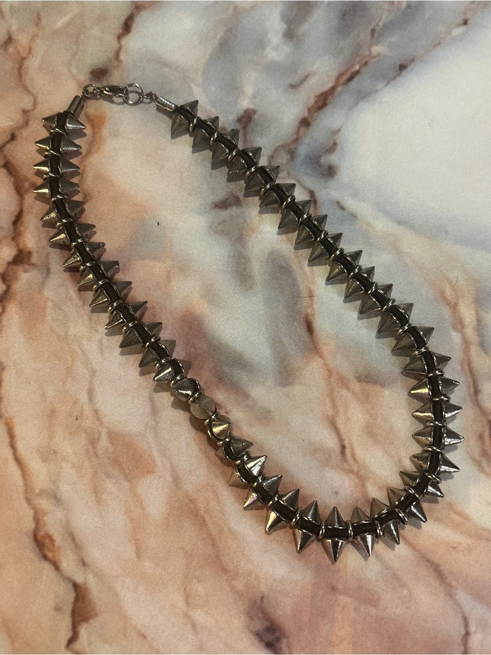 Spiked Choker Necklace - Gunmetal
